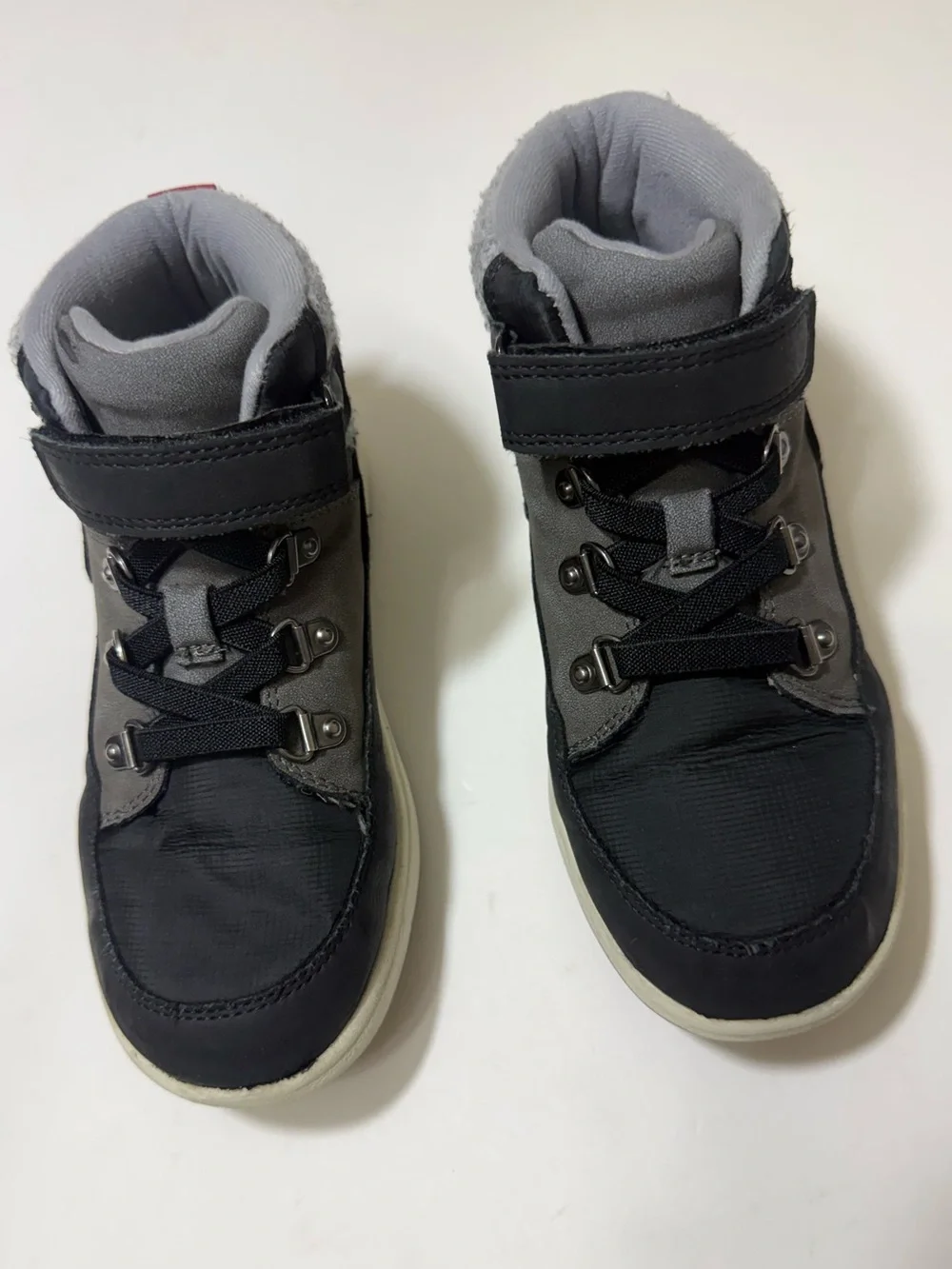 Cat & Jack Gray & Black High Top Sneakers with Hook & Loop - Boys Size 13